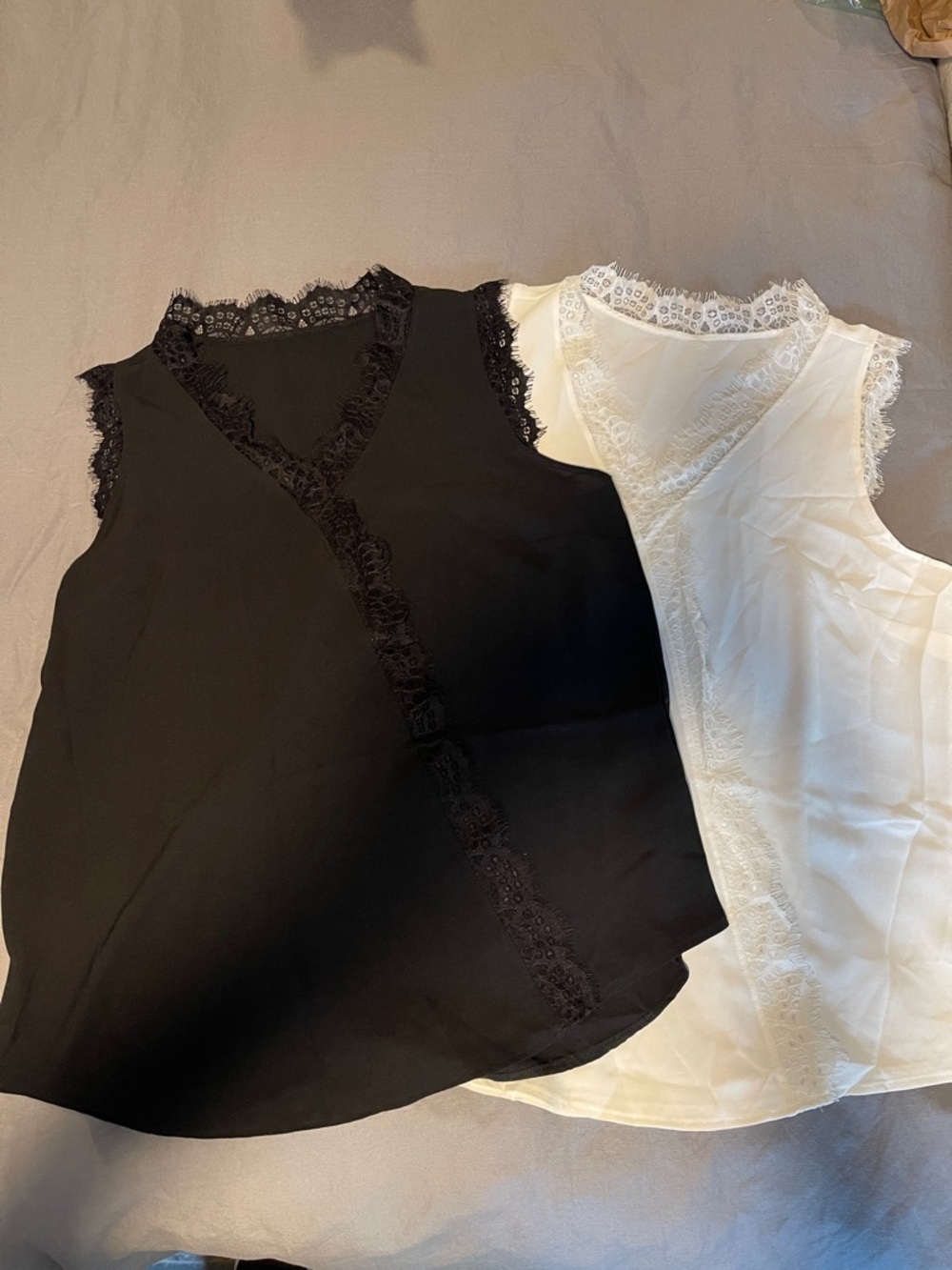 Black Lace-Trim Sleeveless Shell
